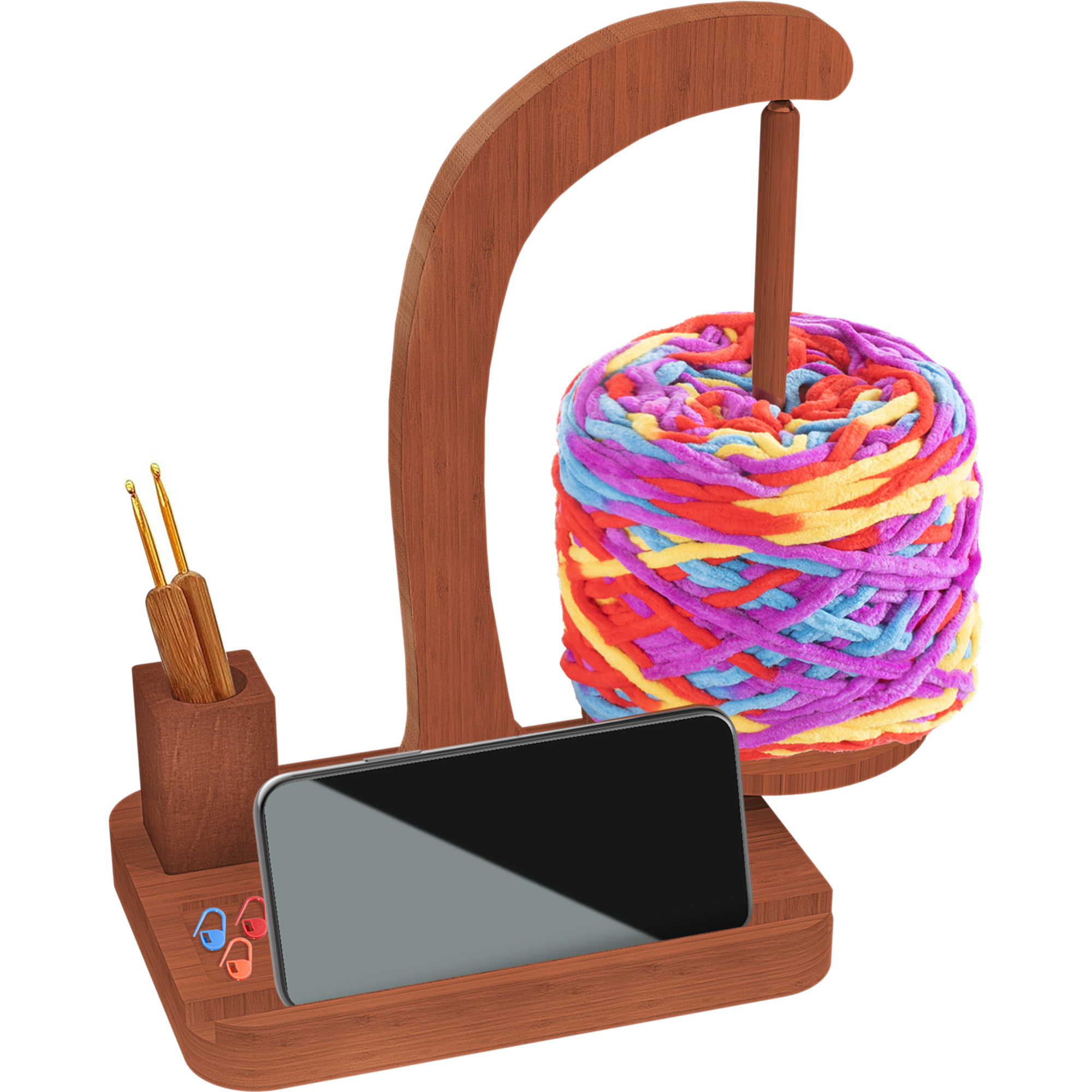 Phone Accessories Rack - Upgraded Yarn Holder Wooden Yarn Turntable