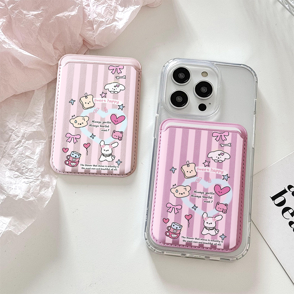 Phone Accessories Useful - Cute Girly Sketch Style Leather Phone