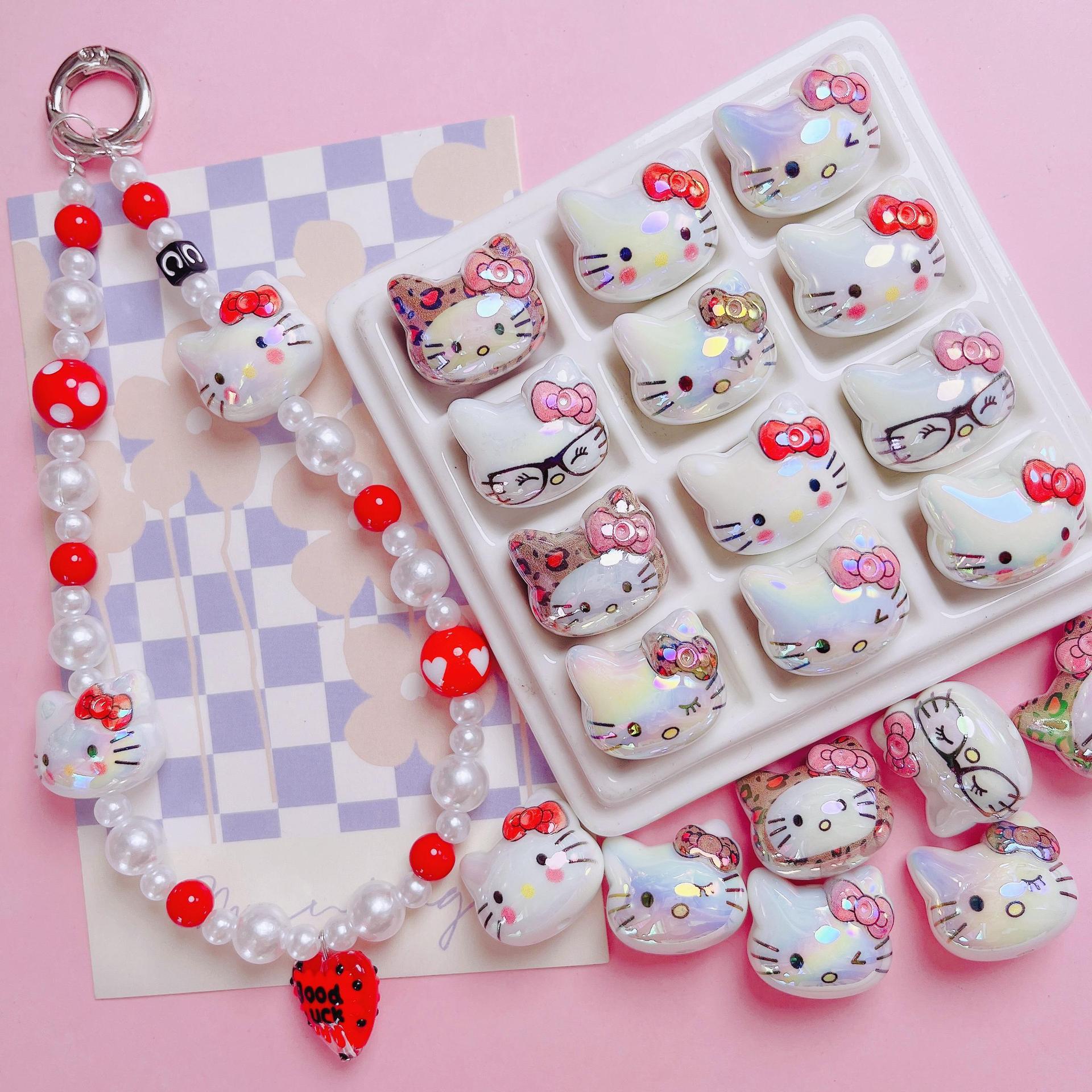 Phone Accessories Hanging - 5/30PCS Colorful Kitty Cat Straight Hole