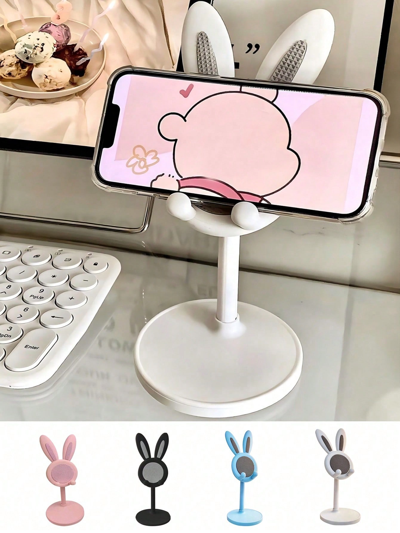 Desk Phone Stand - 1Pc Foldable Rabbit Shaped Phone Holder,