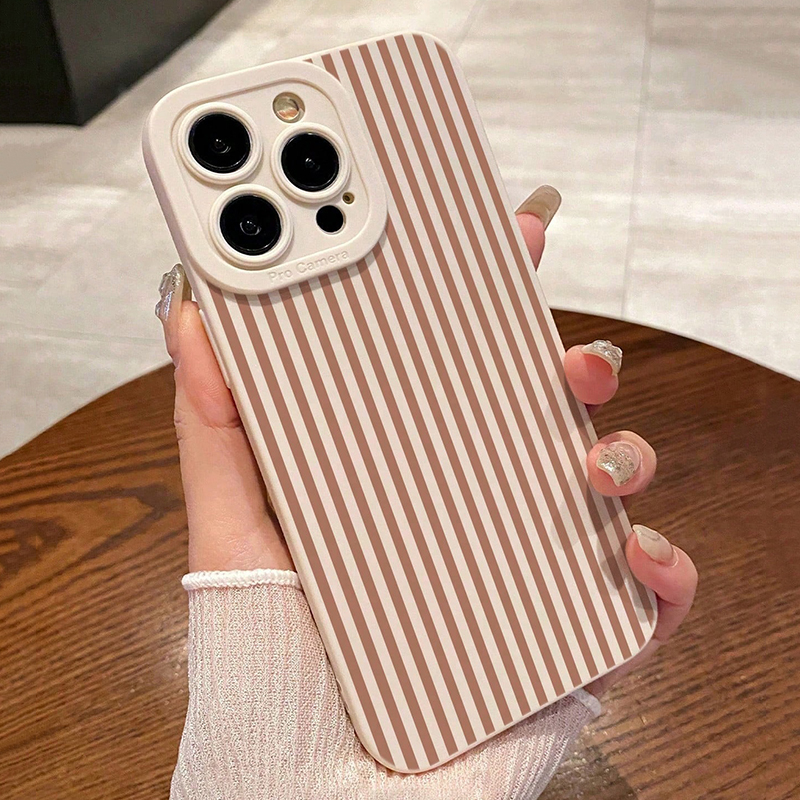 X Phone Accessories - Pink Striped Painted Anti-Drop Phone Case