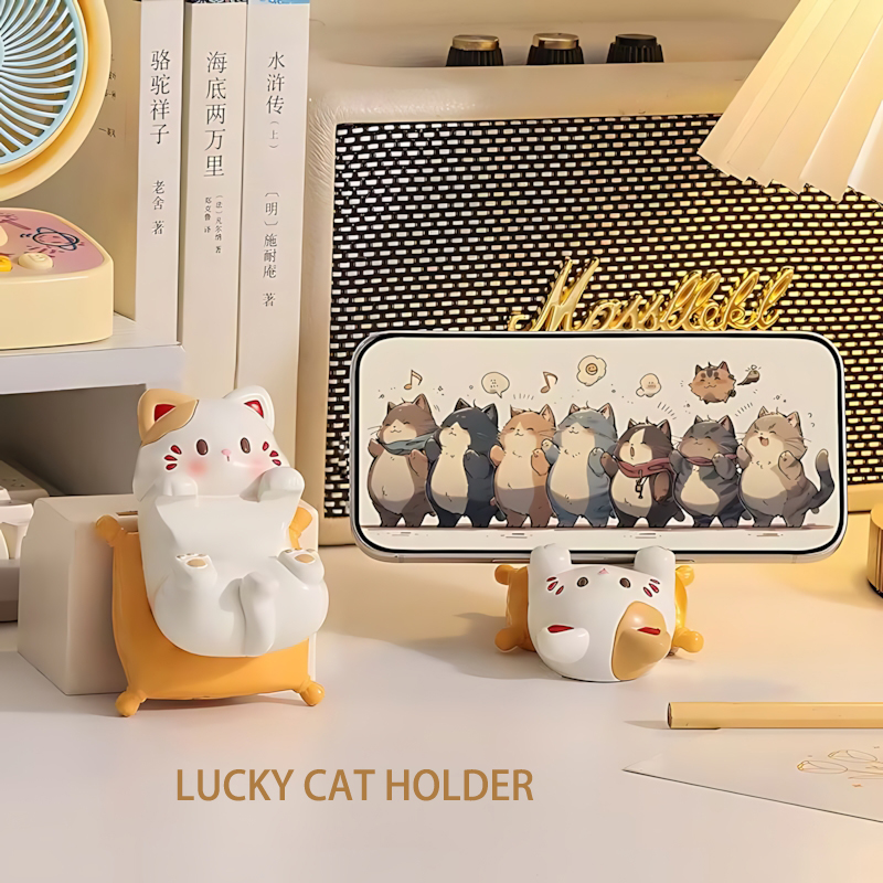 Cute Cartoon Cat Desktop Ornam - Desk Phone Stand 评论和价格