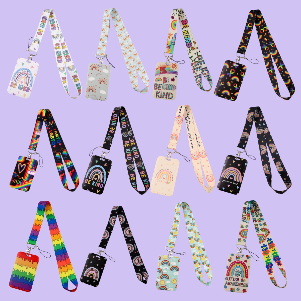 Rainbow Lanyards For Keychain  - Neck Hanging Phone Holder 评论和价格