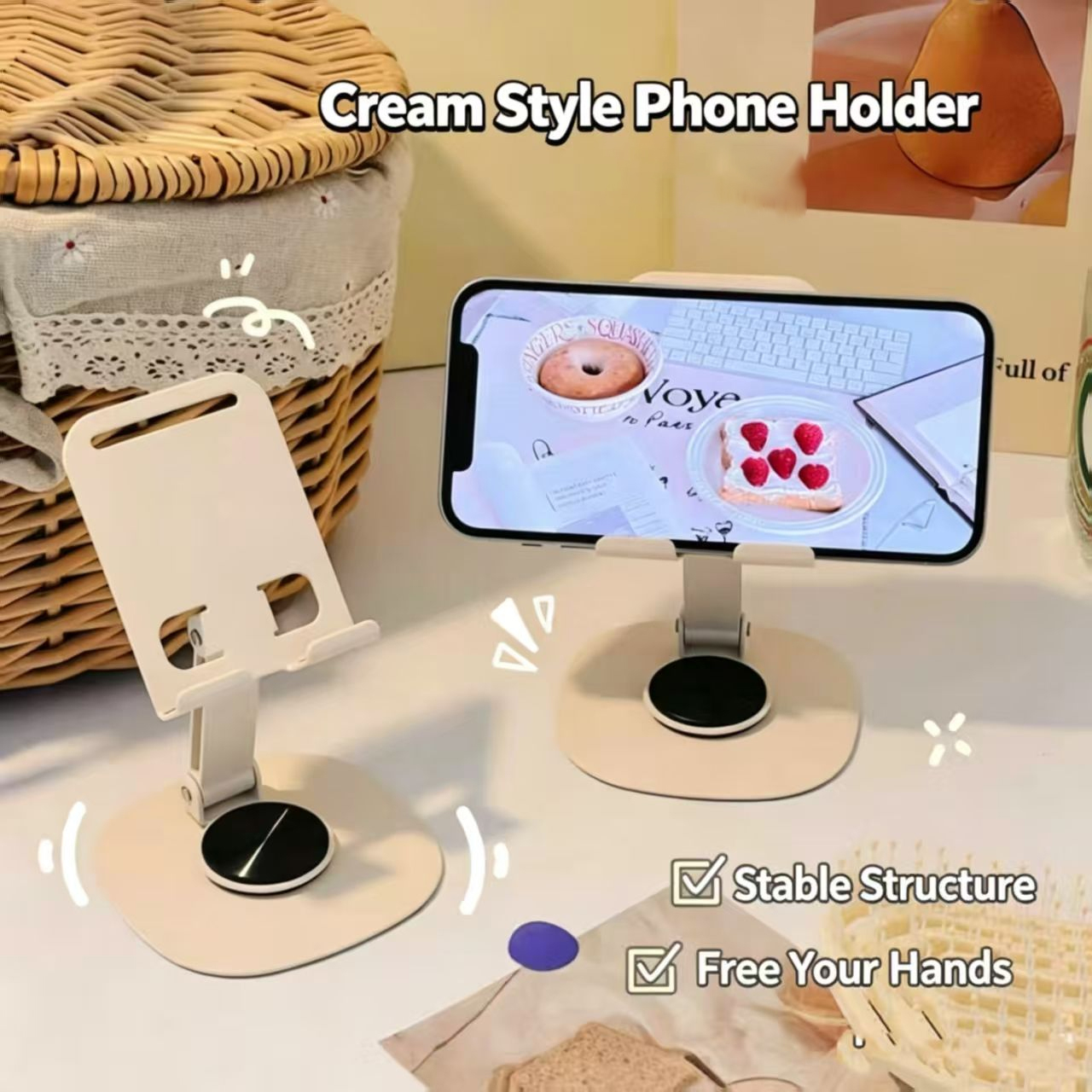 Cream Style Carbon Steel Porta - Desk Phone Stand 评论和价格