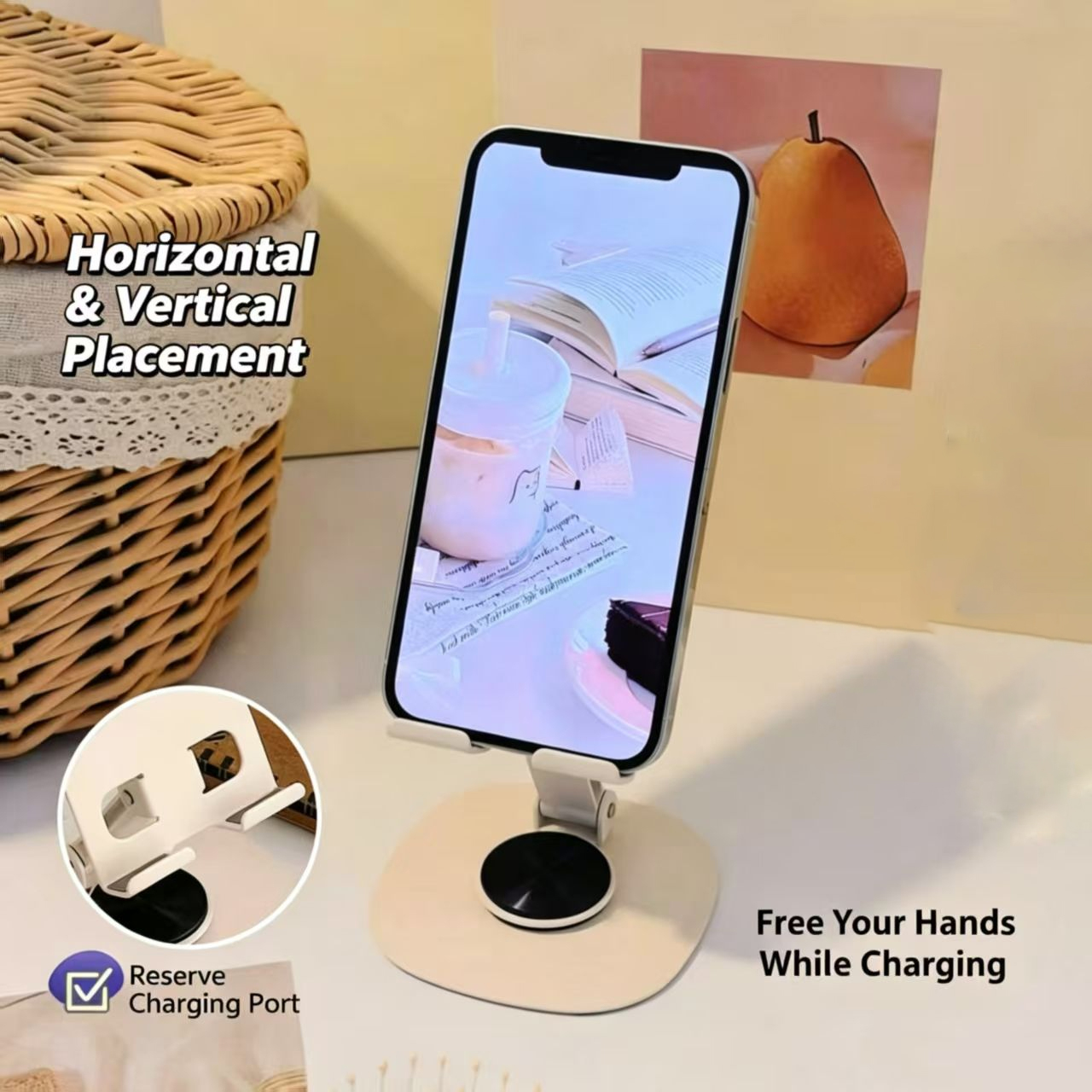 Cream Style Carbon Steel Porta - Desk Phone Stand 评论和价格