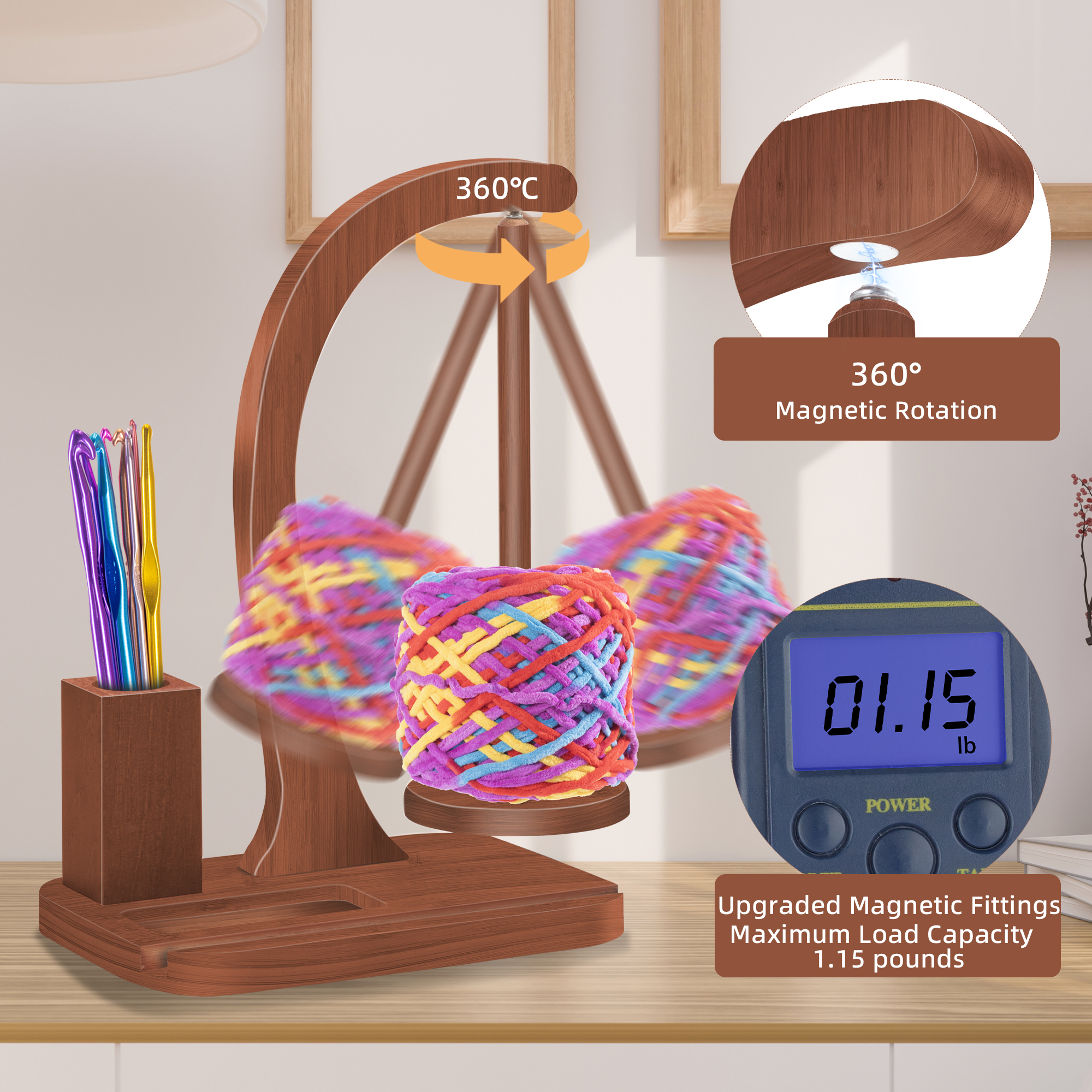 Upgraded Yarn Holder Wooden Ya - Phone Accessories Rack 评论和价格