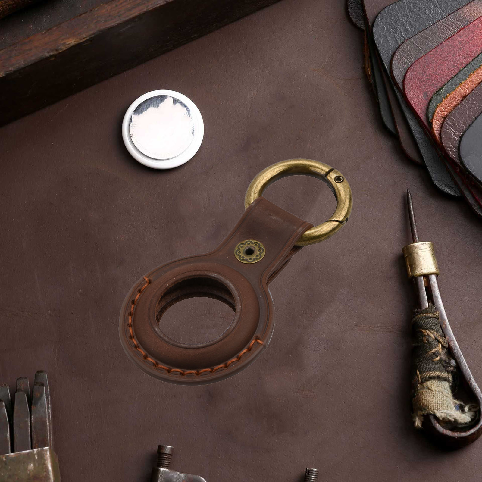 1PCS Cowhide Leather AirTag Ca - Airtag Holder Case 评论和价格