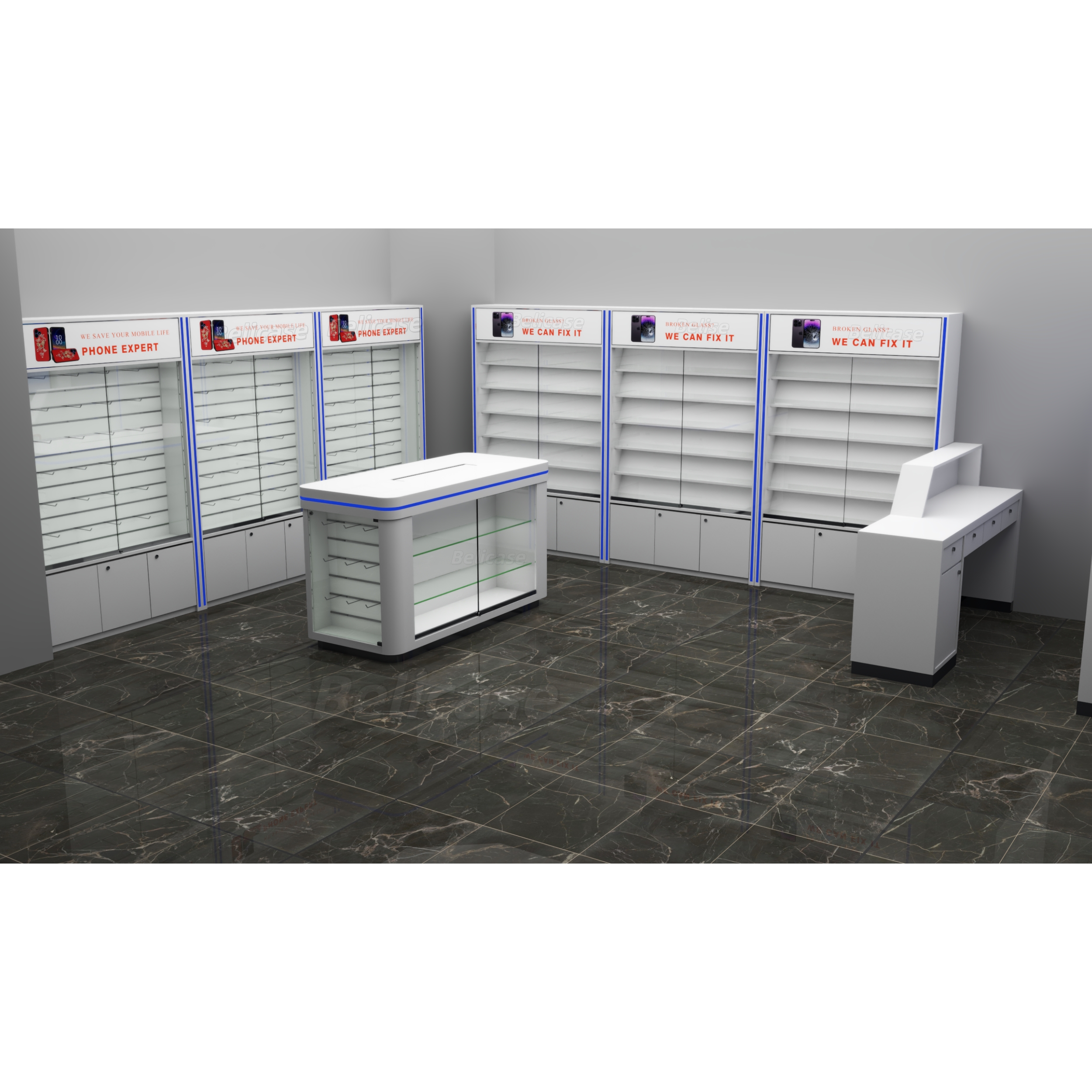 Cell Phone Shop Slatwall Displ - Phone Accessories Rack 评论和价格