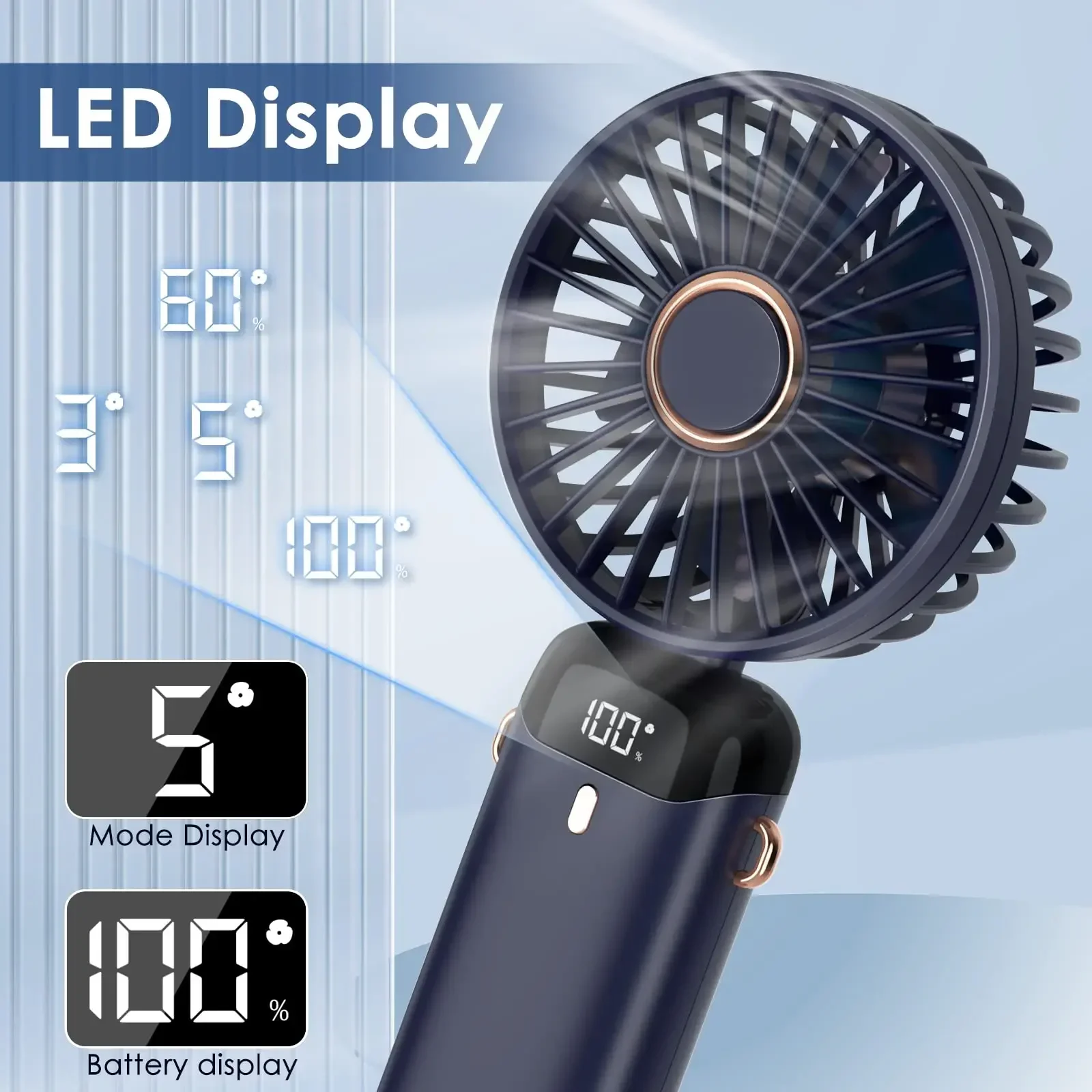 5000mAh Handheld Mini Fan Wire - Neck Hanging Phone Holder 评论和价格