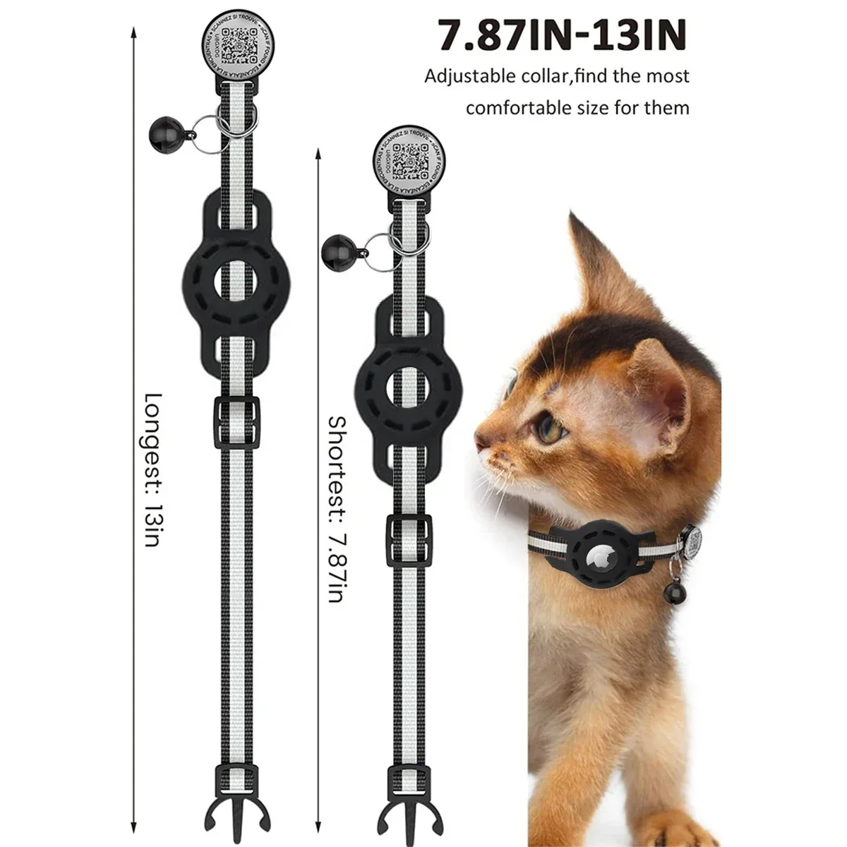 GPS Air Tag Cat Collar with QR - Airtag Holder Case 评论和价格