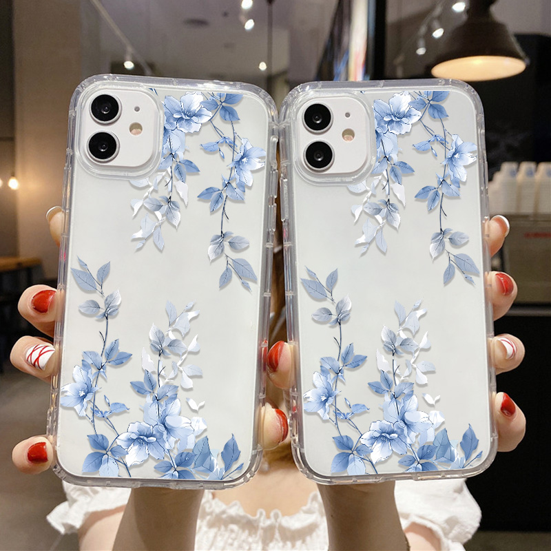 Blue Flower Transparent Phone  - Phone Case Clear 评论和价格